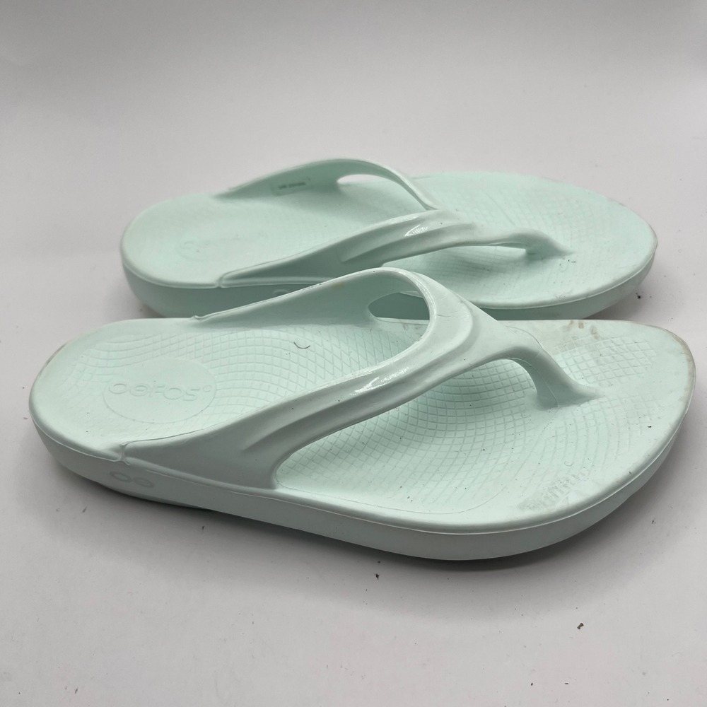 Oofos OOlala Recovery Sandals Aqua Mint Green Women Size 7 Flip Flops slides